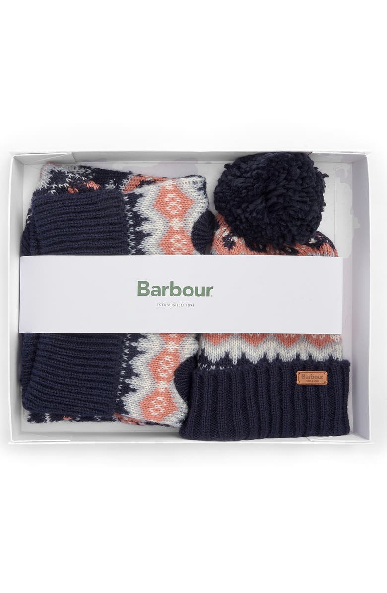 Barbour Fair Isle Dog Sweater & Beanie 2-Piece Gift Set, Alternate, color, Pink/ Navy