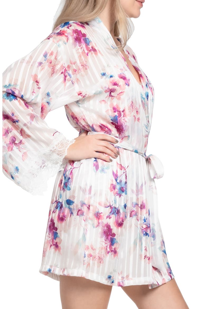 Dorothy Floral Short Chiffon Robe, Alternate, color, IVORY