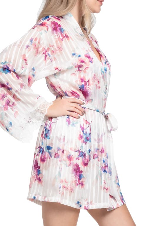 In Bloom By Jonquil Dorothy Floral Short Chiffon Robe In Ivory