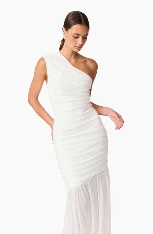 Elliatt Vinna Ruched One-shoulder Gown In White