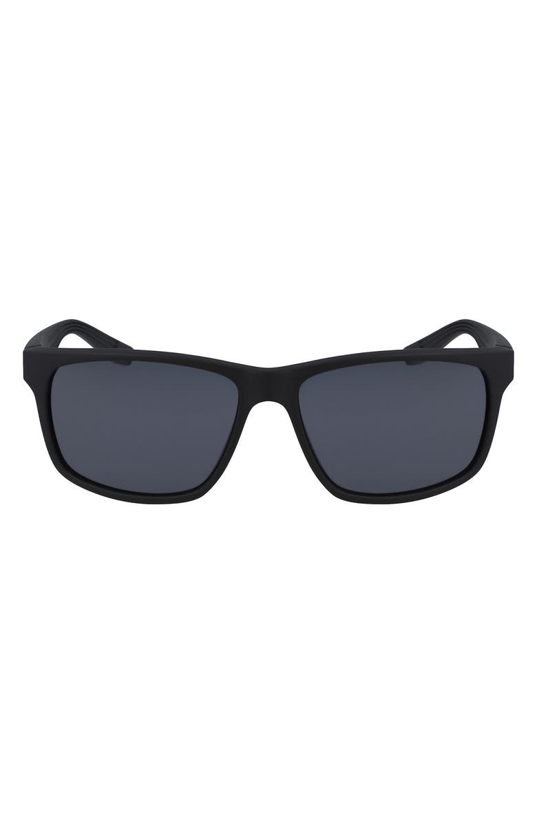 Nike Cruiser 59mm Square Sunglasses, Main, color, Matte Black/ Black/ Grey