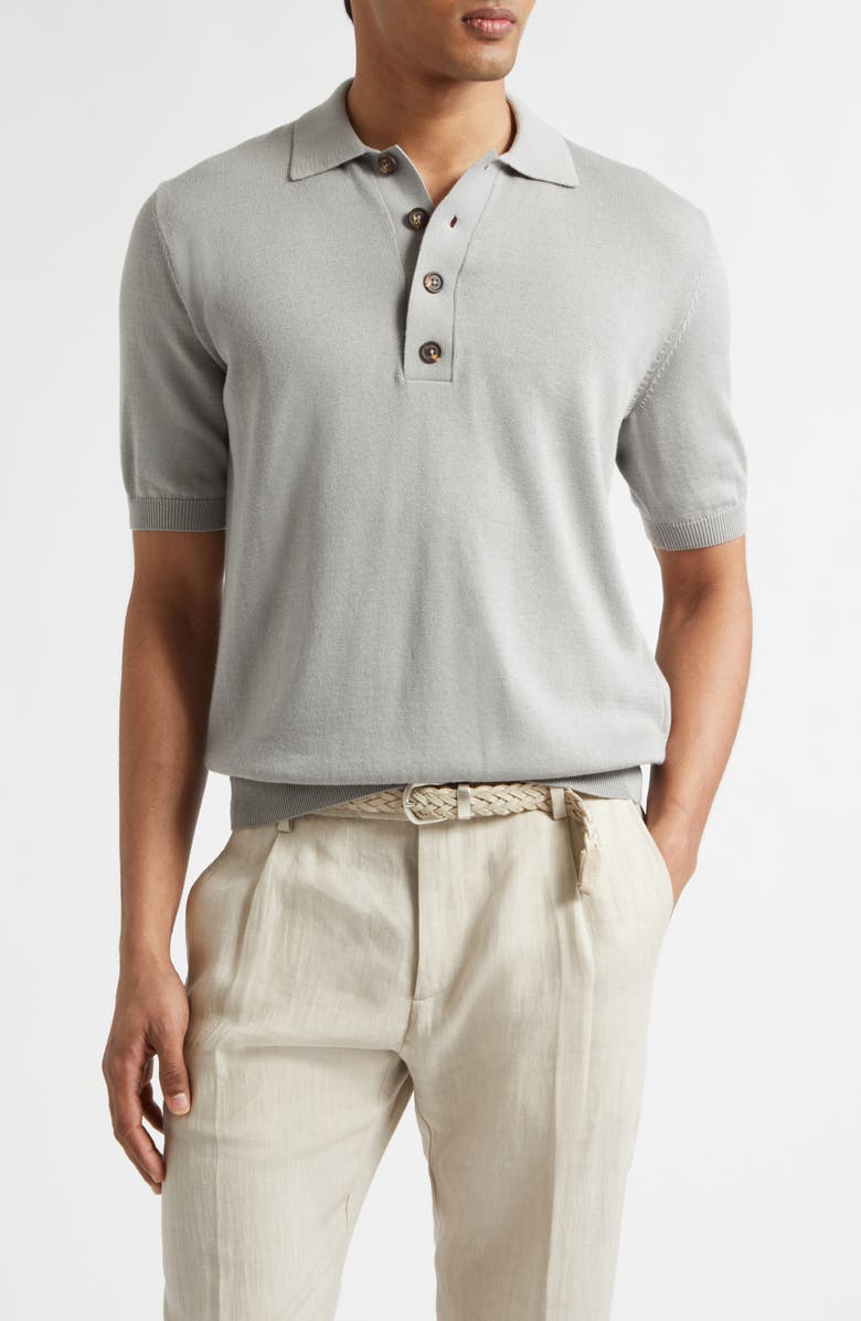 Eleventy Cotton & Cashmere Polo, Main, color, 80 Clay