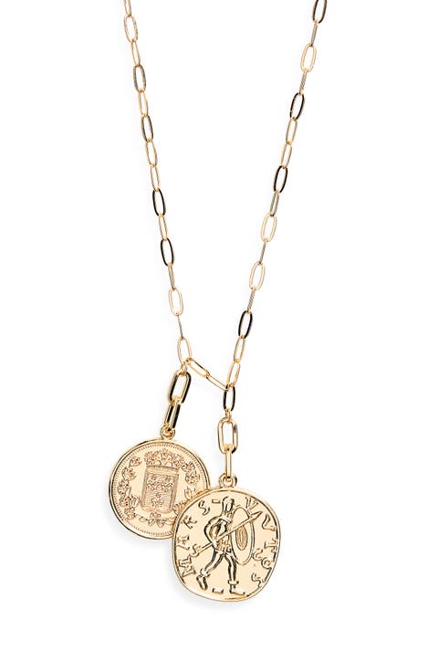 Double Coin Pendant Necklace