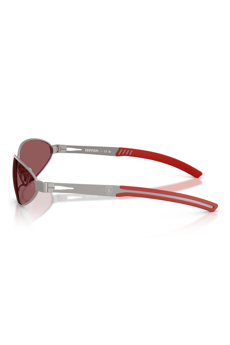 64mm Oversize Oval Sunglasses, Alternate, color, GUNMETAL MATTE / RED
