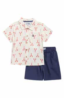Original Penguin Kids' Short Sleeve Button-Up Camp Shirt, Shorts & Sunglasses Set