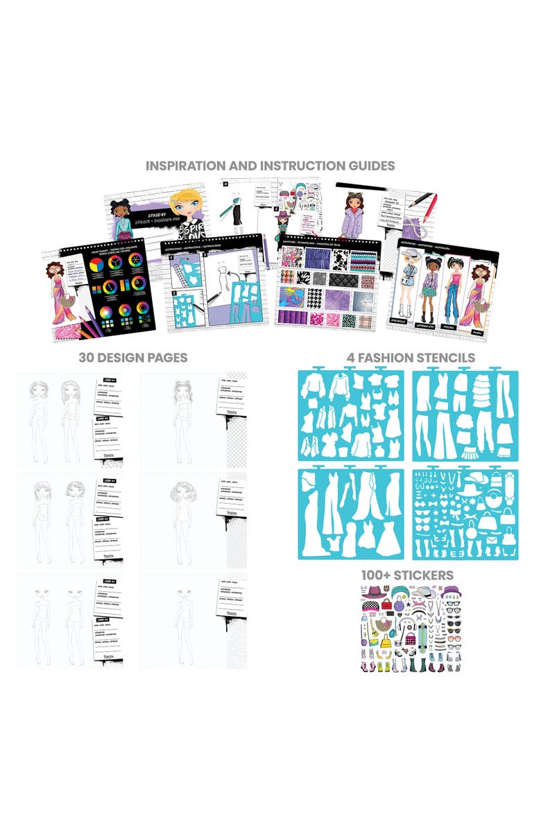 Fashion Angels Fashion Sketch Set - Streetwear, Design & Create Themed Outfits, Alternate, color, Multicolored