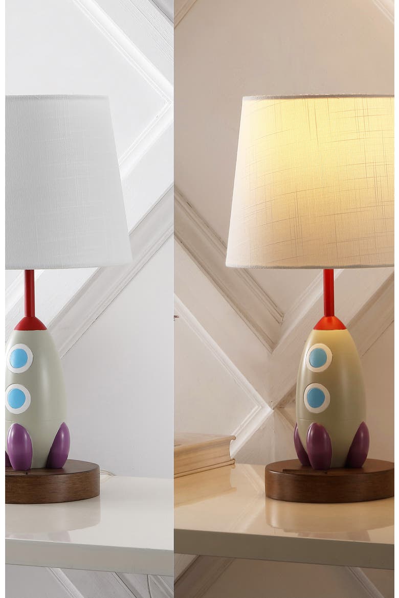 Houston Coastal Style Iron/Resin Rocket LED Kids' Table Lamp with Phone Stand and USB Charging Port, Alternate, color, Multi-Color