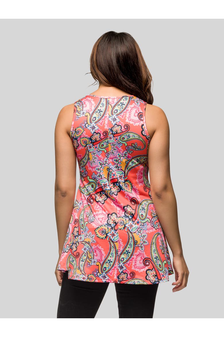 Casual Pink Paisley Print Scoop Neck Tank Top, Alternate, color, Pink Multi