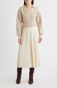 ZOE AND CLAIRE Long Sleeve Twofer Sweater Dress