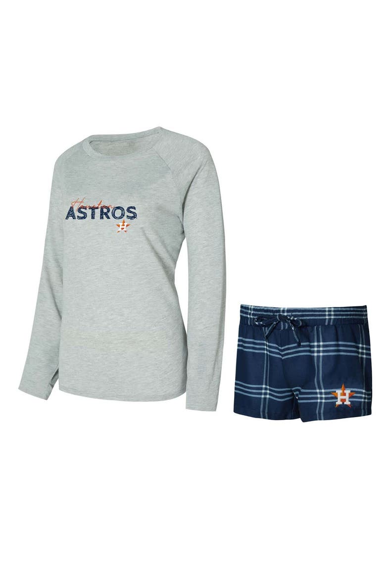 Women's Concepts Sport Houston Astros Petition Long Sleeve Top and Short Set, Alternate, color, Navy
