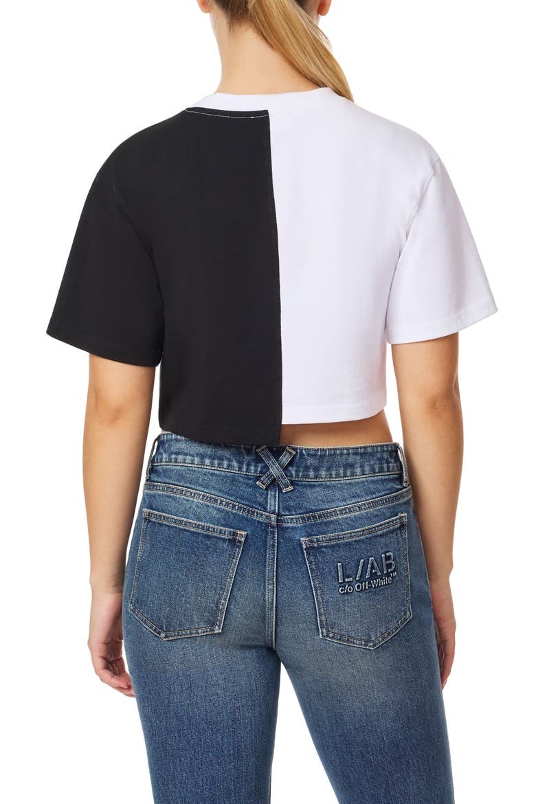 Spliced Graphic Cropped T-Shirt, Alternate, color, BRIGHT WHITE/ BLACK