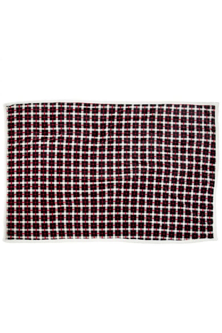 Vallon Fleece Blanket, Main, color, Red and Black and White