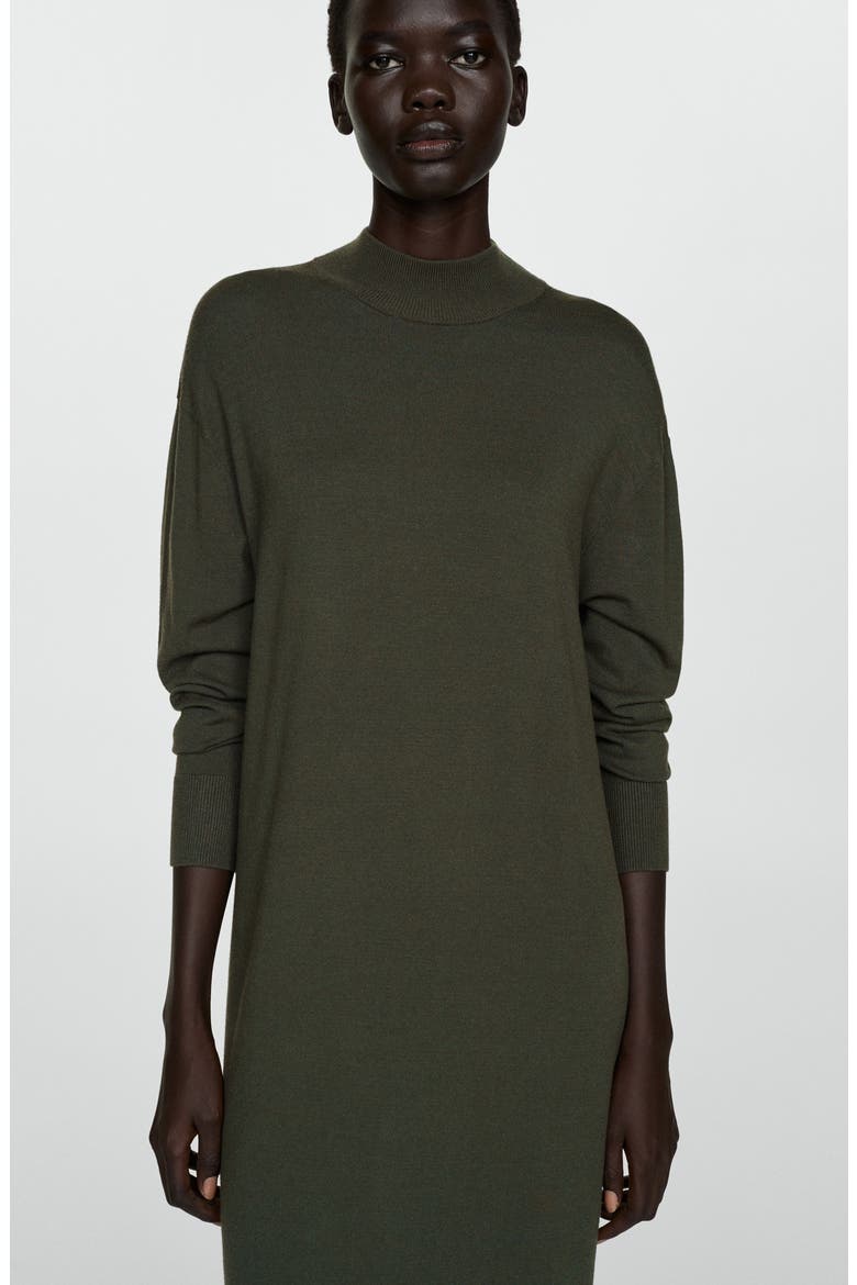 Mock Neck Long Sleeve Sweater Dress, Alternate, color, KHAKI