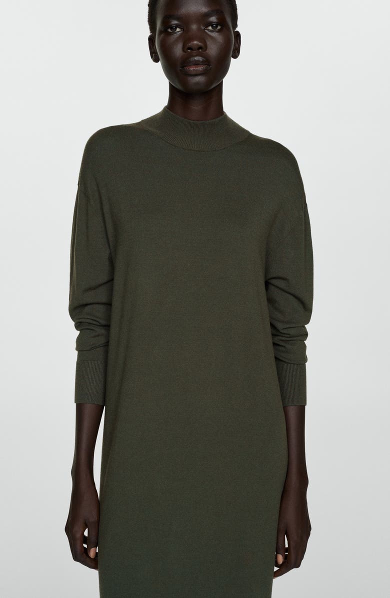 MANGO Mock Neck Long Sleeve Sweater Dress, Alternate, color, 