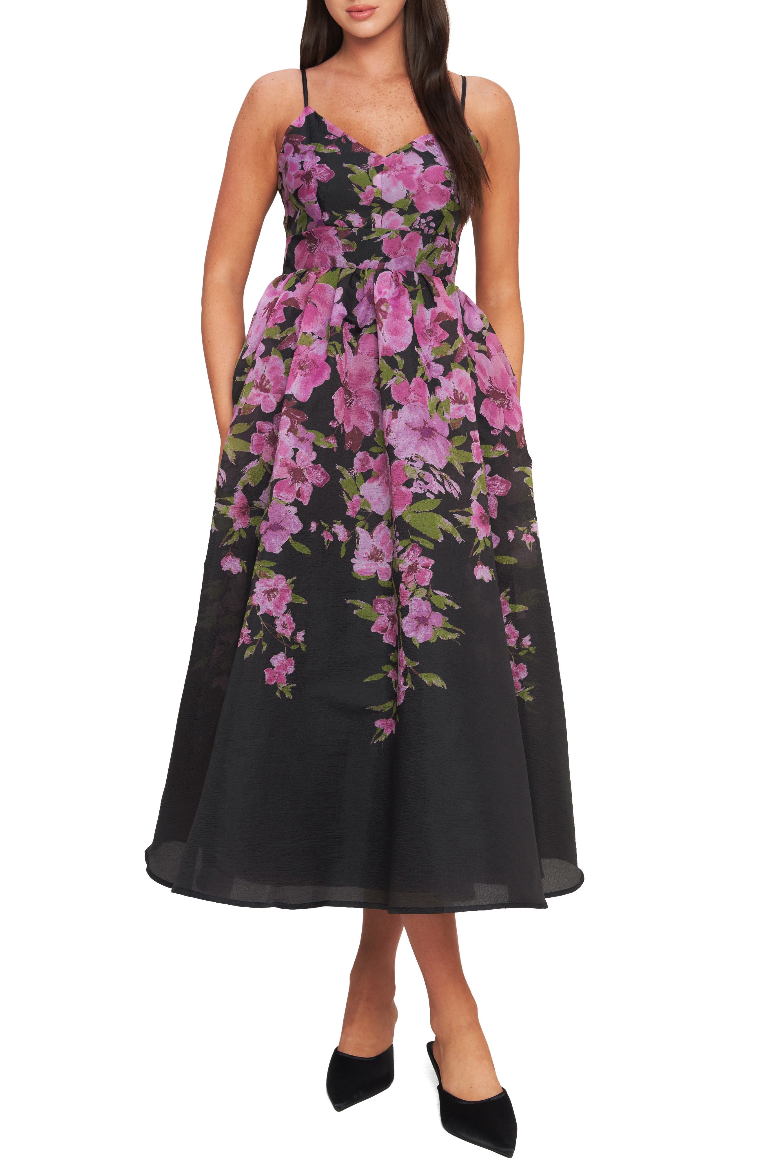 Floral Print Sleeveless Midi Dress