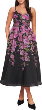 FLYING TOMATO Floral Print Sleeveless Midi Dress