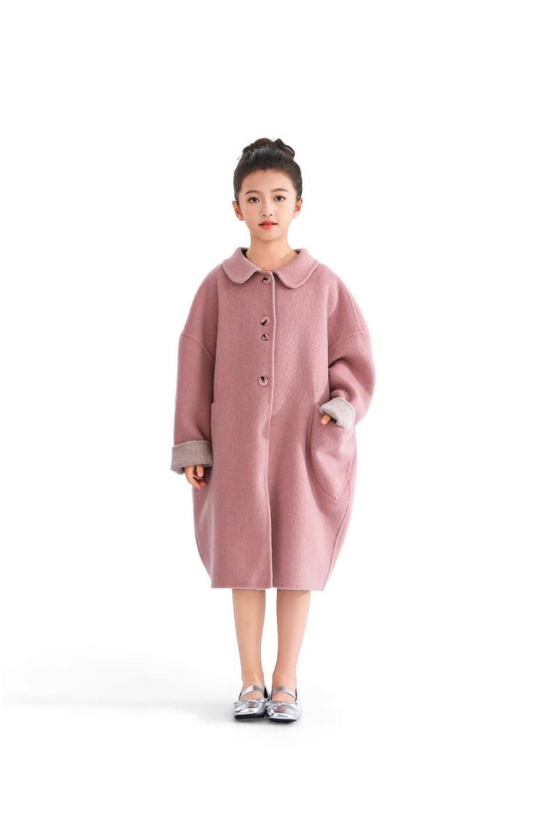 Wool Coat with Peter Pan Collar, Main, color, Pink