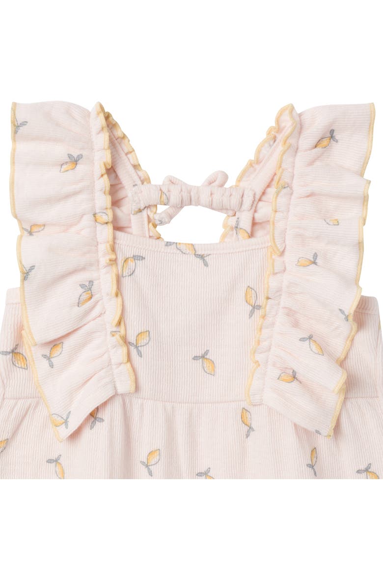 Ruffles Long Romper, Alternate, color, Rose Lemons