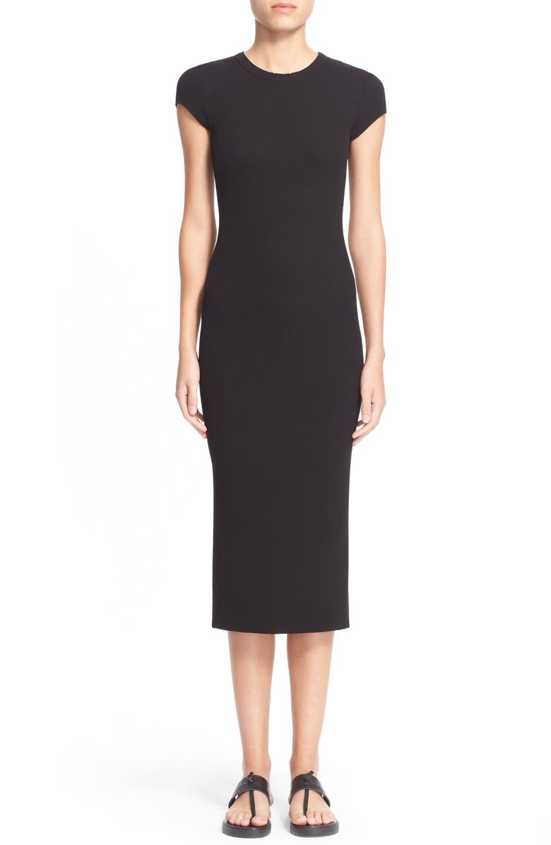 Enza Costa Enza Costa Ribbed Cap Sleeve Sheath Dress, Main, color, 