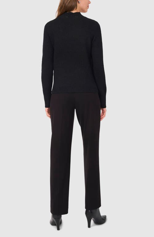 Halogenr Halogen(r) Pointelle Mock Neck Sweater In Rich Black