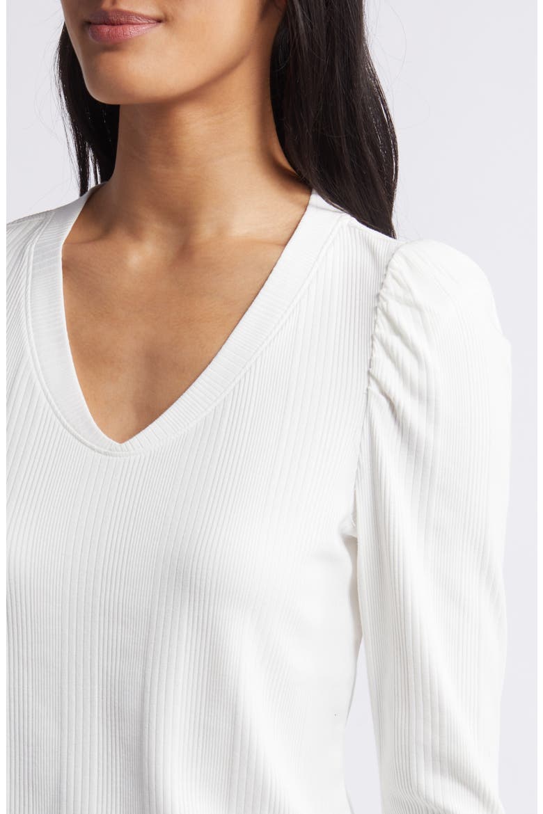 Puff Shoulder Rib Top, Alternate, color, WHITE