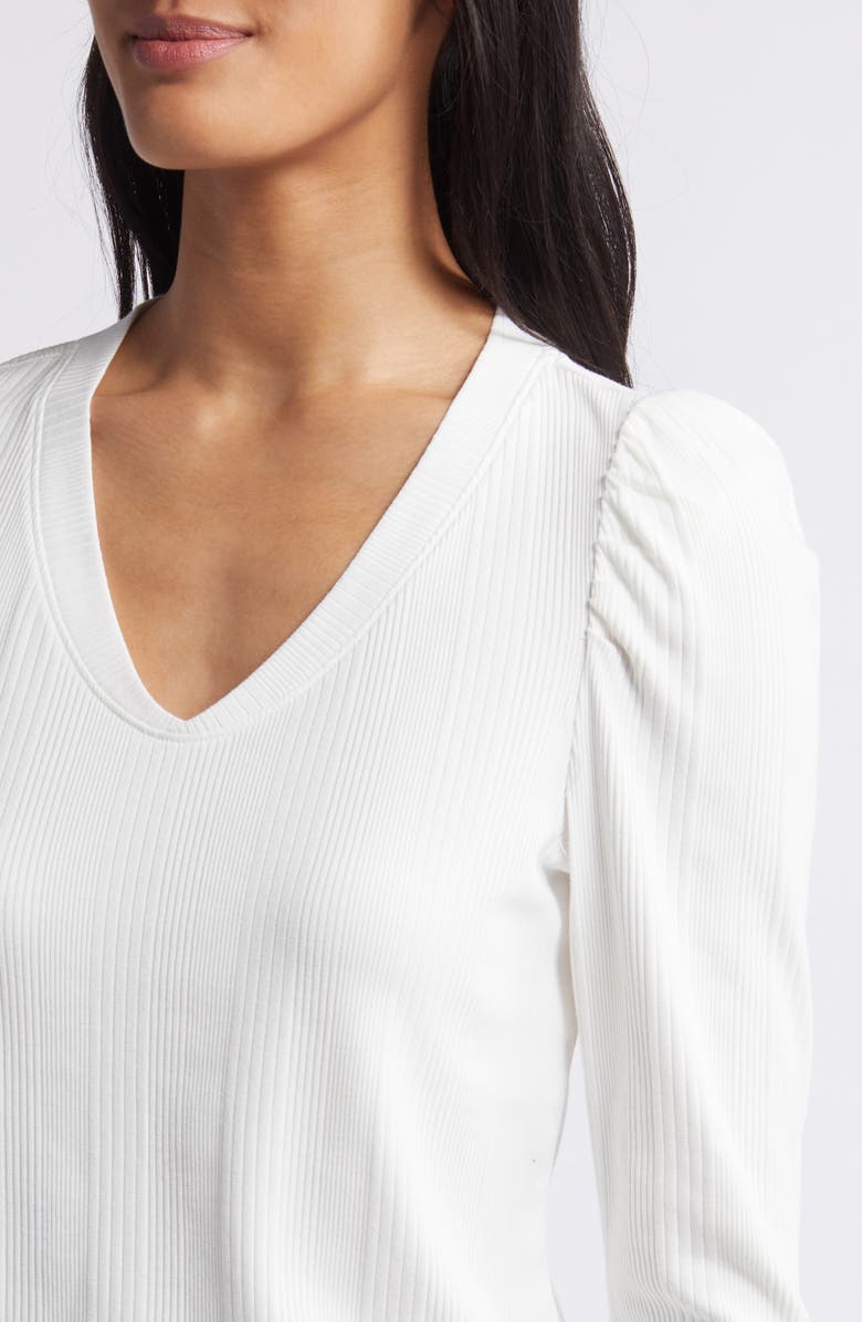 Wit & Wisdom Puff Shoulder Rib Top, Alternate, color, White
