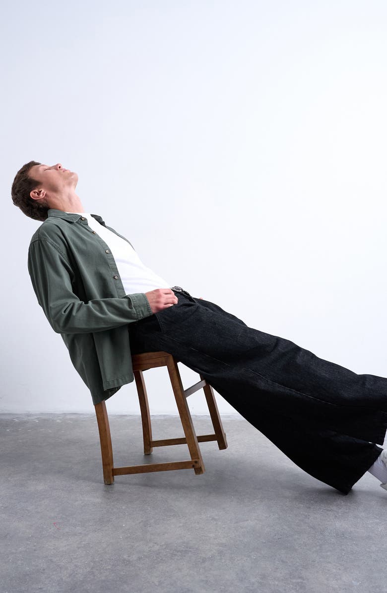 Topman Washed Twill Overshirt, Alternate, color, Medium Green