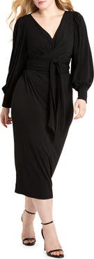 ELOQUII Cross Front Midi Dress