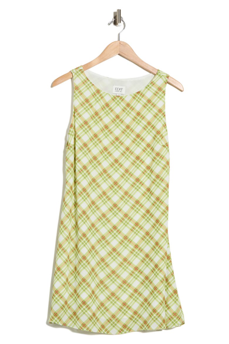 Boat Neck Minidress, Alternate, color, LIME PLAID