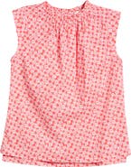 Caslon® Floral Print Ruffle Trim Cotton Top