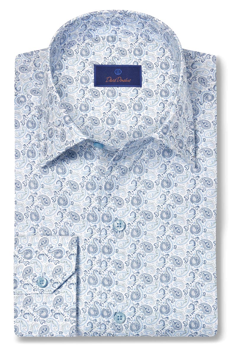 Paisley Print Sport Shirt, Main, color, WHITE/ SKY