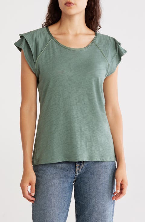 Tiered Ruffle Scoop Neck Top