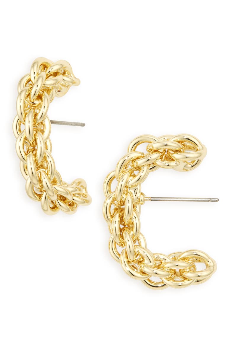 Dylan Huggie Hoop Earrings, Main, color, 12K SHINY GOLD