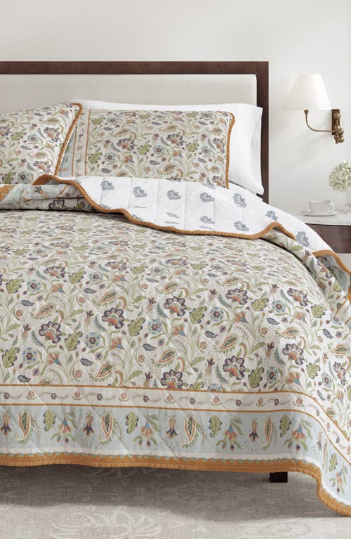 Woven & Weft Boho Floral Print Quilt & Shams Set In Regal Garden - Ivory