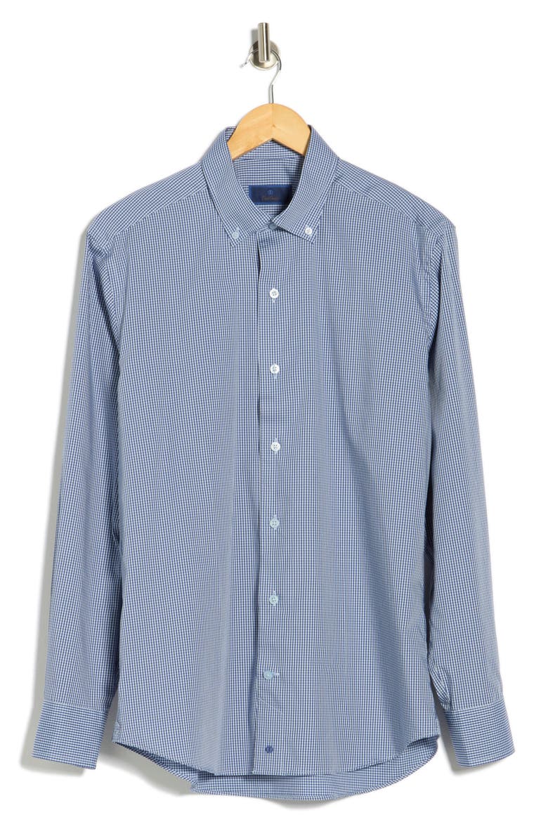 Twill Micro Check Sport Shirt, Alternate, color, NAVY/ SKY