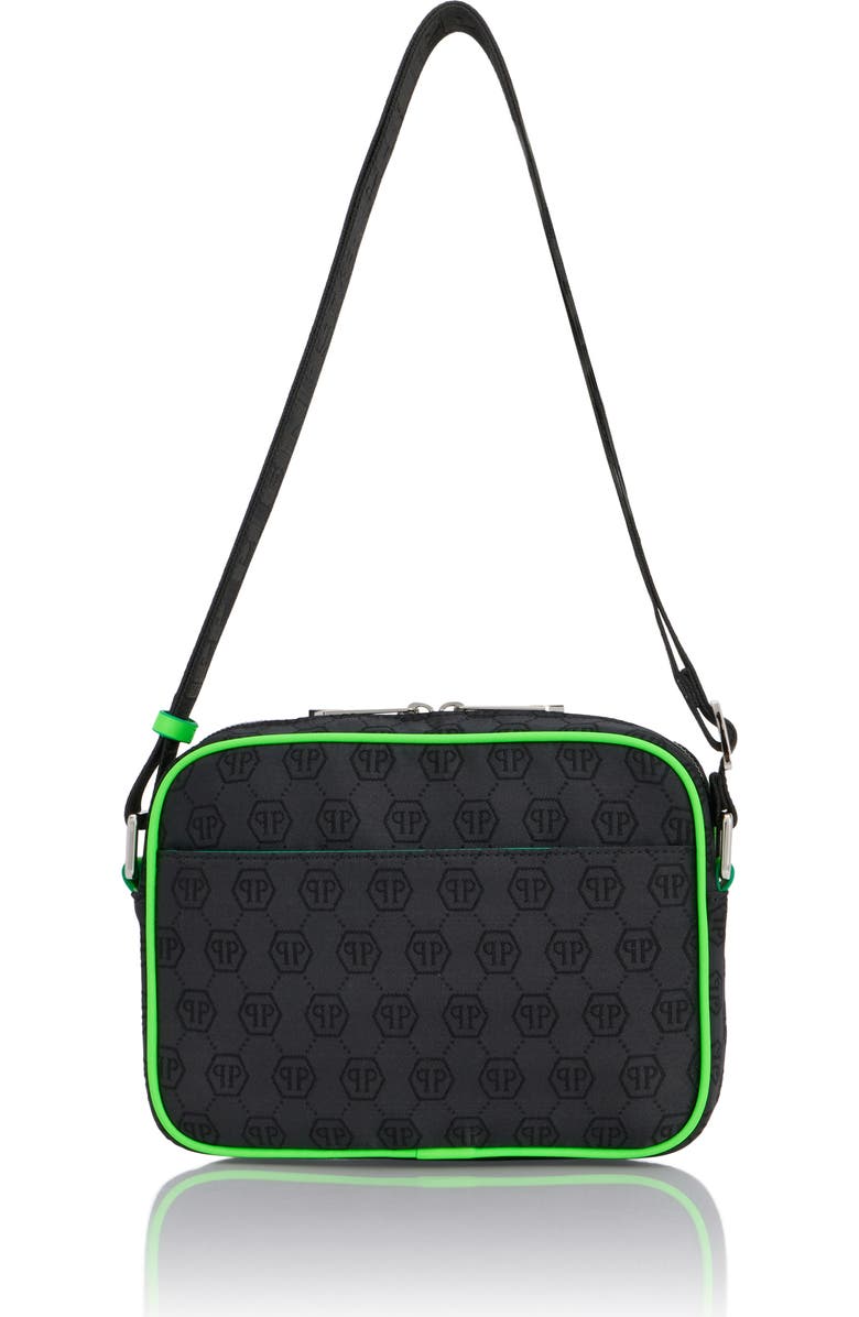 PHILIPP PLEIN Belt Bag Jacquard Monogram Men, Alternate, color, Black+Greenfluo