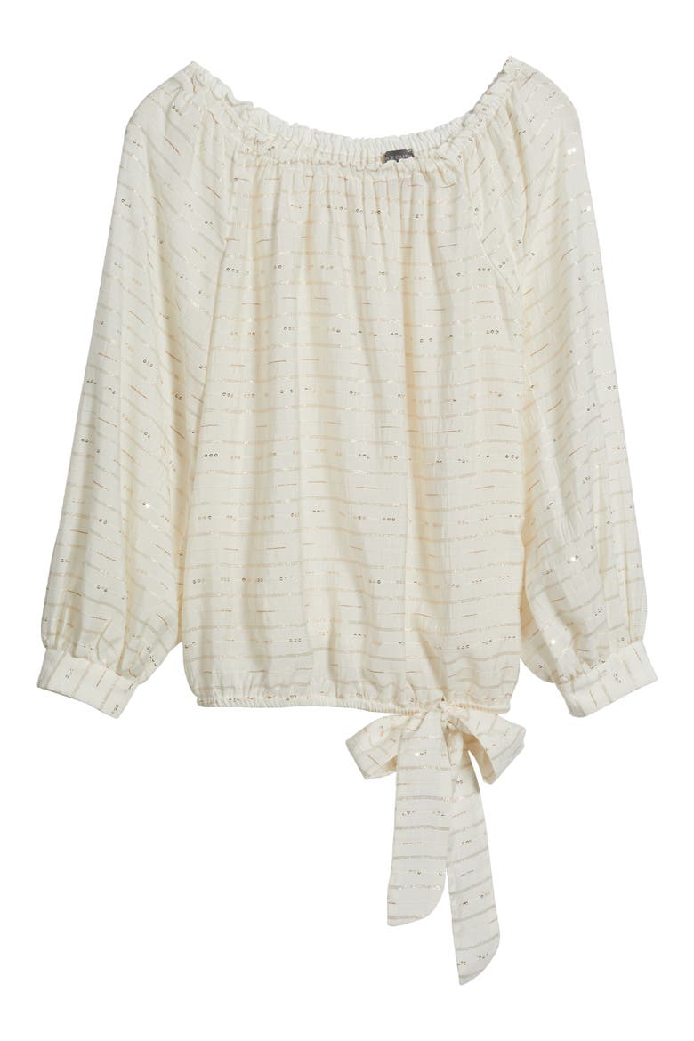 Metallic Off the Shoulder Top, Alternate, color, NEW IVORY