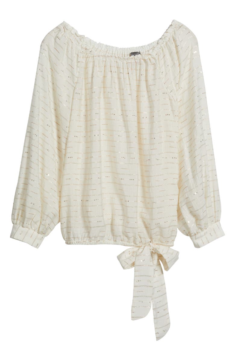 Vince Camuto Metallic Off the Shoulder Top, Alternate, color, New Ivory