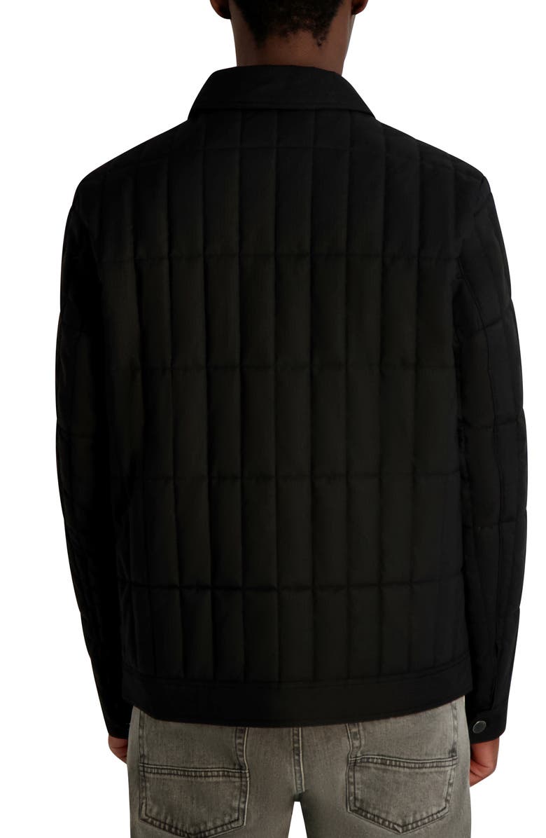 KARL LAGERFELD Quilted Herringbone Shirt Jacket, Alternate, color, Black