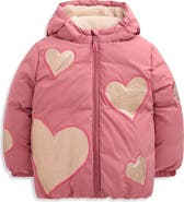 Mini Boden Kids' Heart Appliqué Hooded Puffer Coat