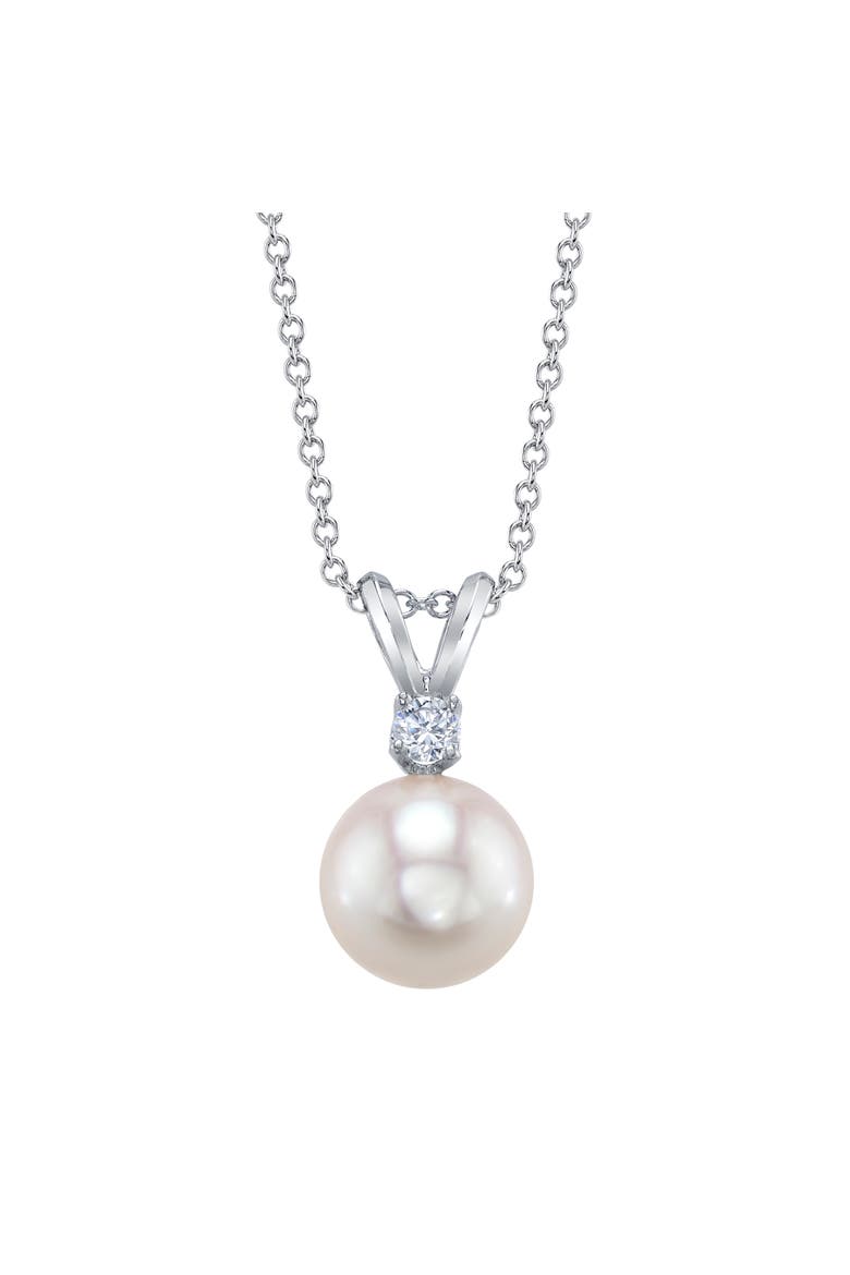 18K Akoya Pearl & Diamond Classic Pendant, Main, color, White Gold