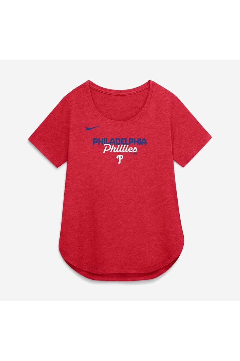 Women's Nike Heather Red Philadelphia Phillies Arched Tri-Blend T-Shirt, Alternate, color, Heather Red