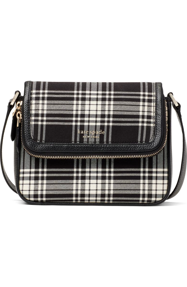 Kate Spade New York run around library plaid flap crossbody bag, Main, color,