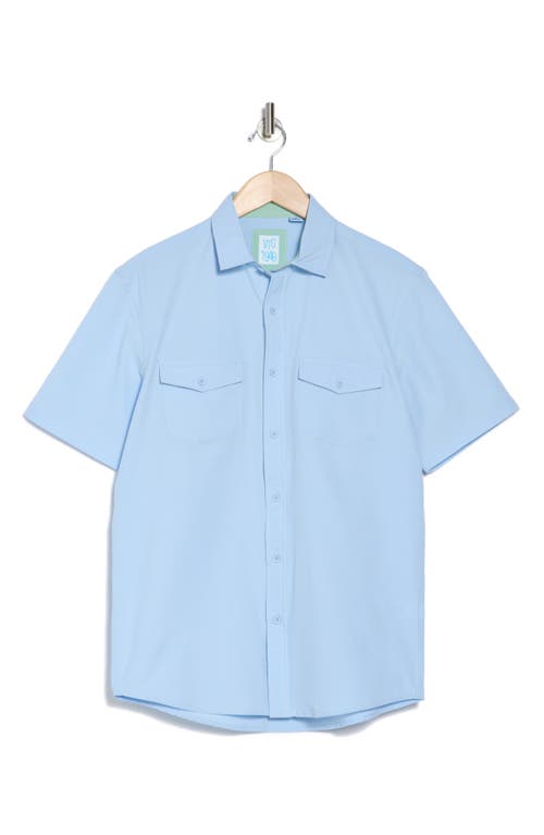 Vintage 1946 Hybrid Seersucker Short Sleeve Button-down Shirt In Iceberg