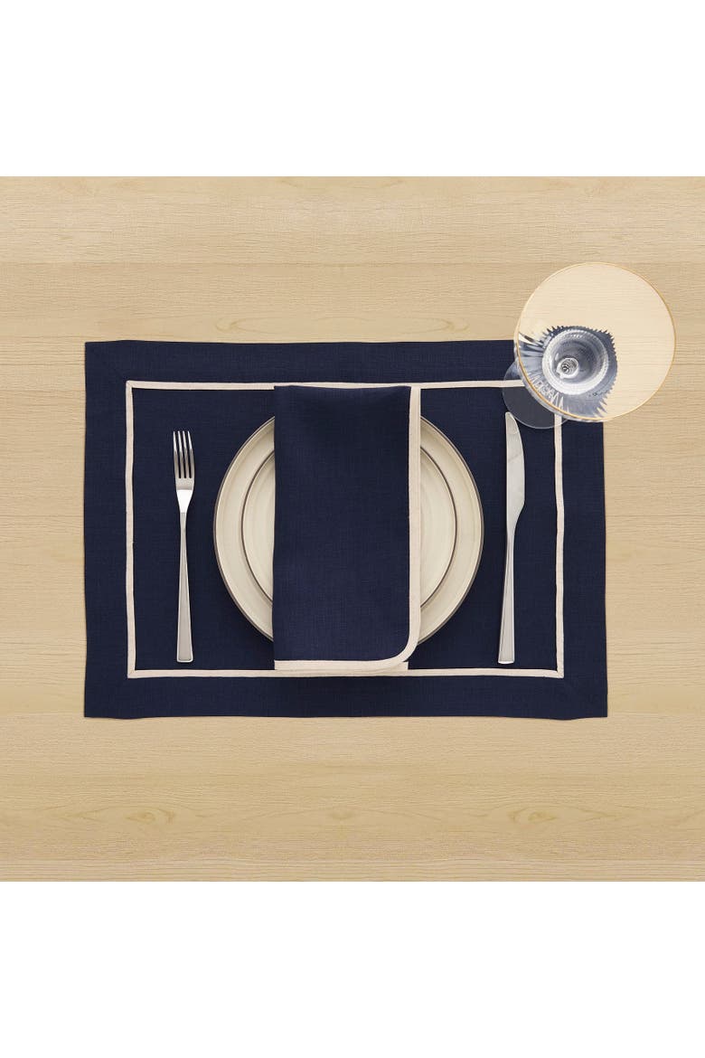 Linen Placemats Set of 4, 14 x 19" - Kensington, Alternate, color, Navy