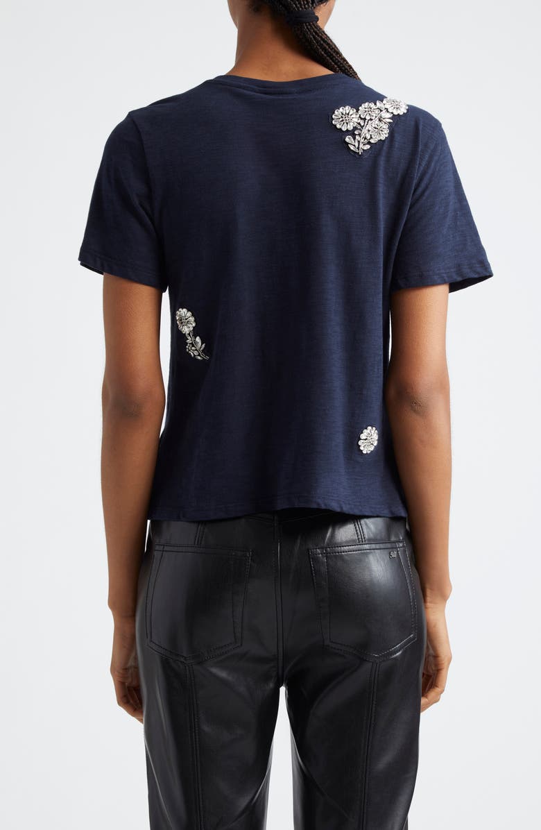 Cinq à Sept Crystal Chrysanthemum Shrunken T-Shirt, Alternate, color, 