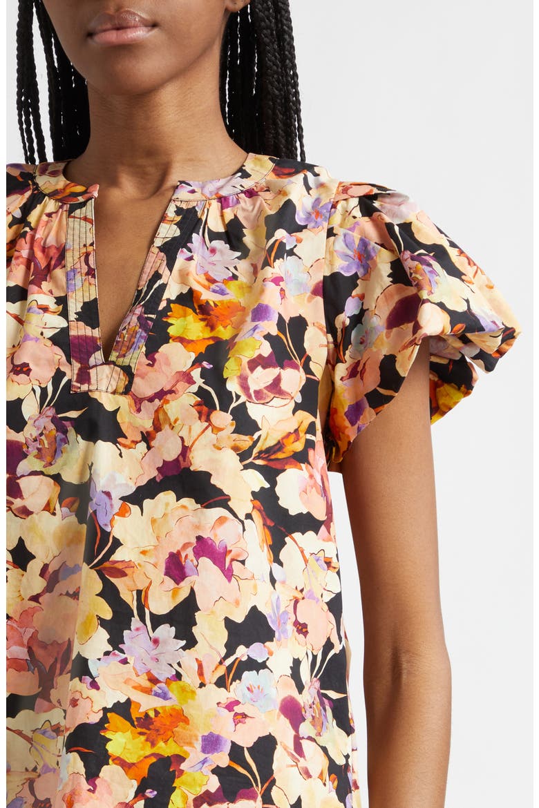Abril Floral Print Puff Sleeve Top, Alternate, color, NIGHT BLOOM