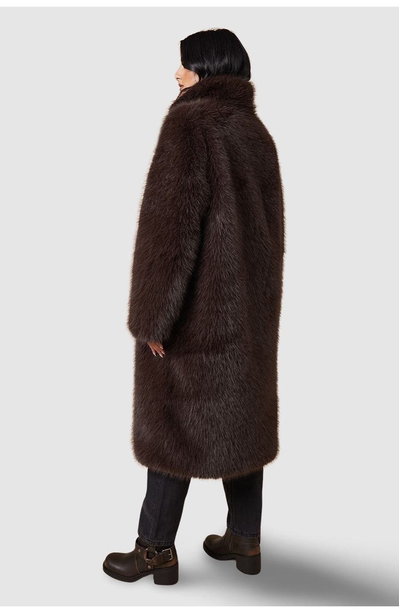 Oasis Faux Fur Midi Coat, Alternate, color, Chocolate