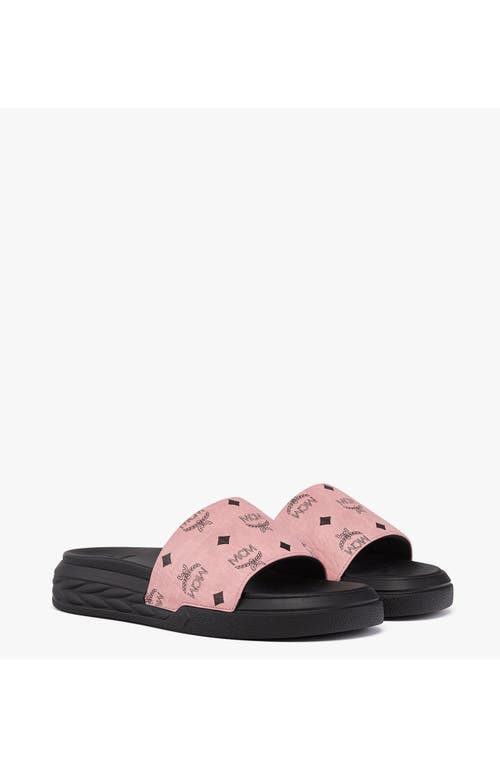 Mcm Visetos Slide Sandals In Pink