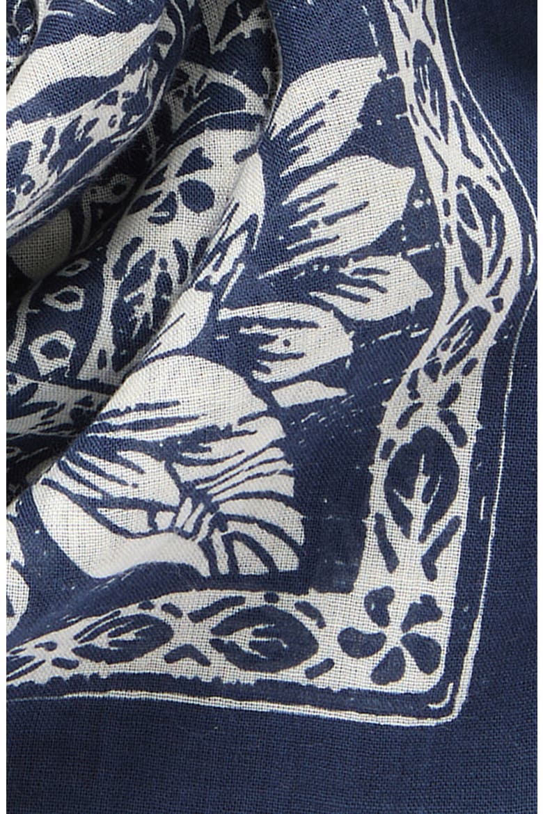 Botanical Block Square Scarf, Alternate, color, NAVY